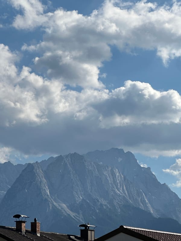 Alpine views and town scenery around Garmisch-Partenkirchen in summer