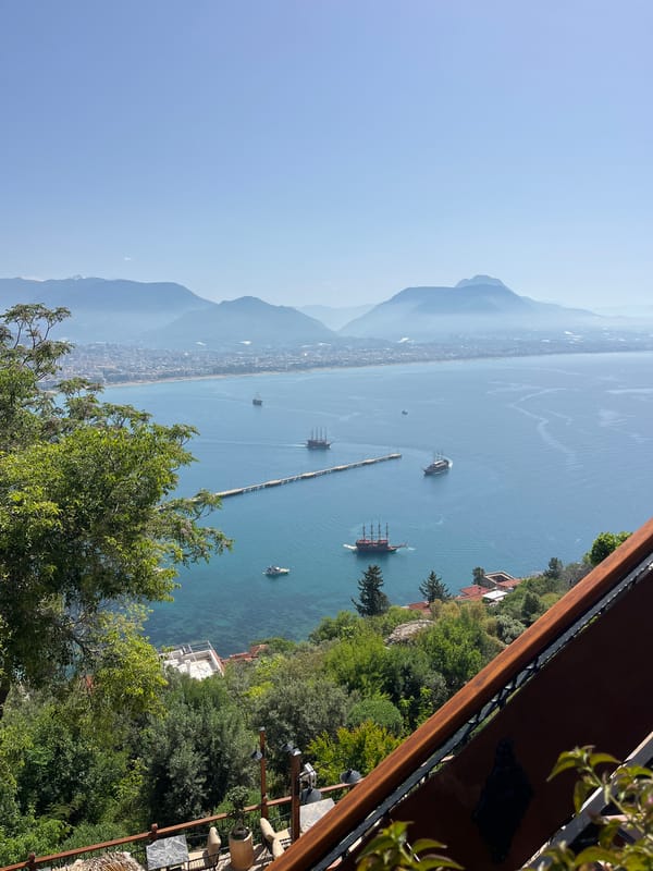 Morning scenic documentation captures Alanya's coastline and wildflowers