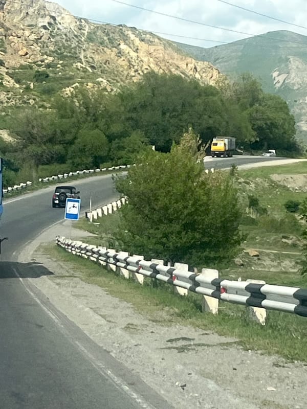 Driver documents scenic journey through Armenian countryside near Vardashat