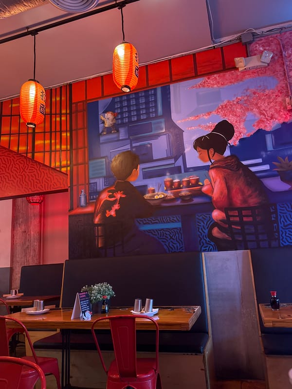 Diner captures evening meal at Japanese restaurant in Hollywood