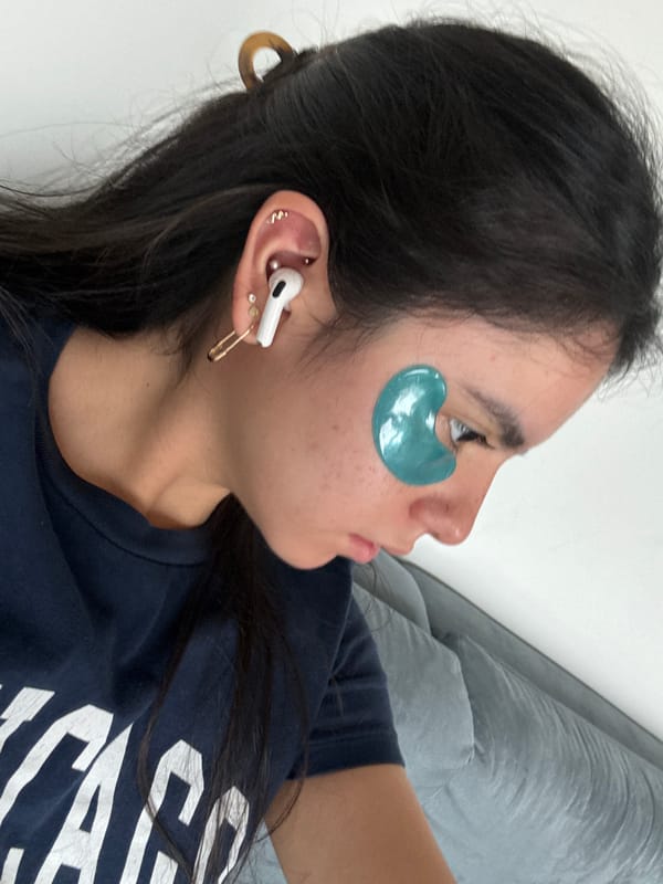 Austin woman documents skincare routine with colored eye patches