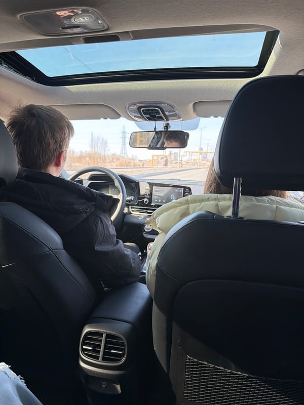 Vehicle travels highway near Berezniki, Russia