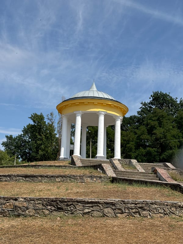 Hilltop pavilion monument in Voznesensk, Ukraine