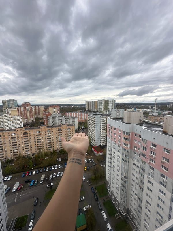 Overcast day captures typical residential scene in Khimki, Russia