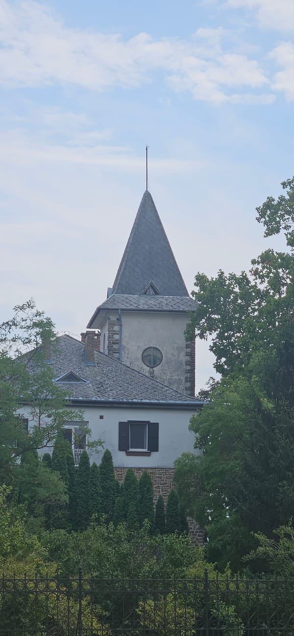 Historic turret building with conical roof in Hévíz, Hungary