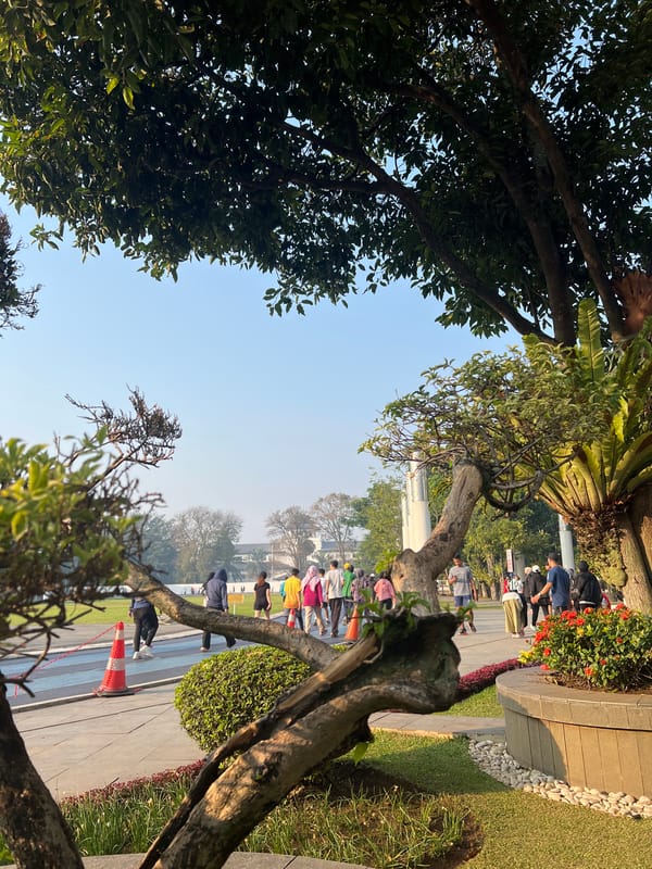 Morning activity at a well-kept public park in Bandung