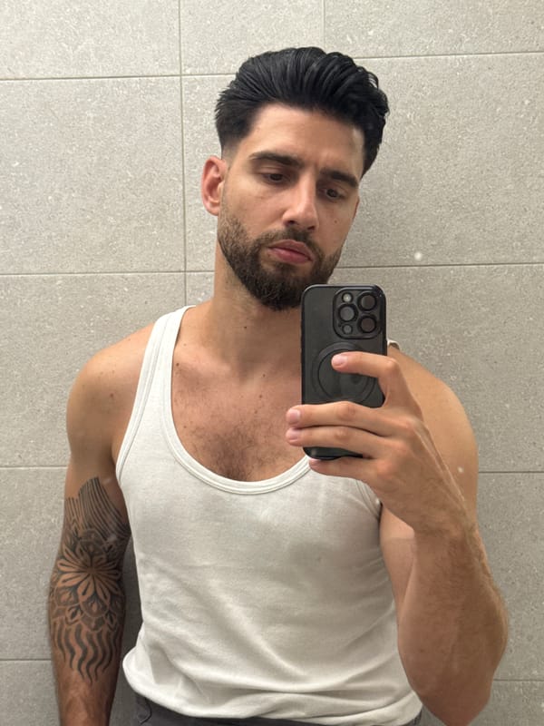Man takes bathroom selfie in Sofia, Bulgaria