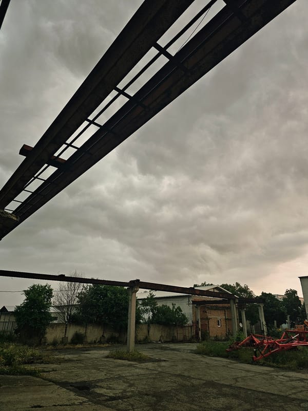 Abandoned industrial site documented under grey skies in Karnobat