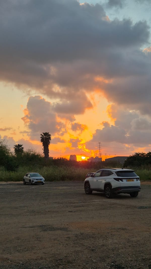 Dramatic sunset photographed in Petah Tikva, Israel