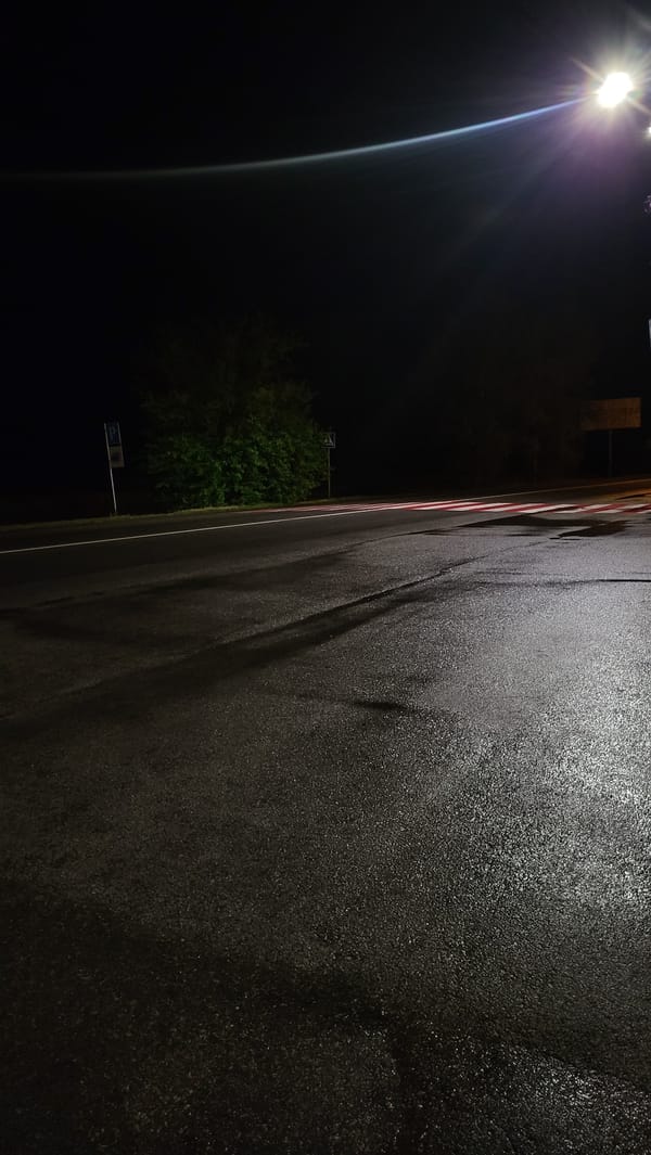 Dusk to night on quiet streets and rural roads