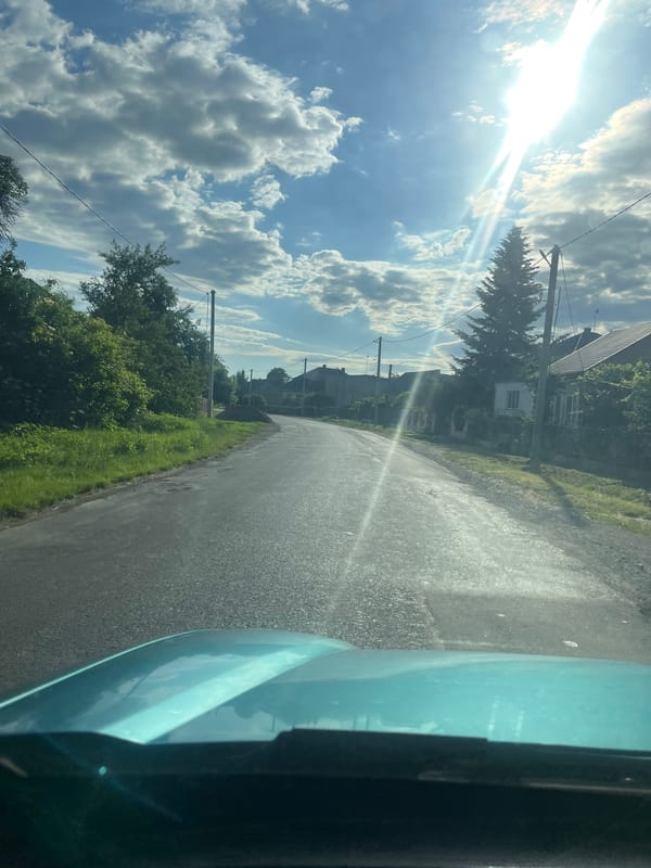 Morning drive through Tarnivtsi village documented in 12 memories
