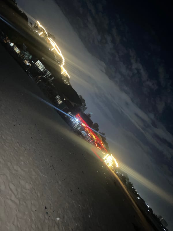 Dar es Salaam coastline at night, lights along the waterfront