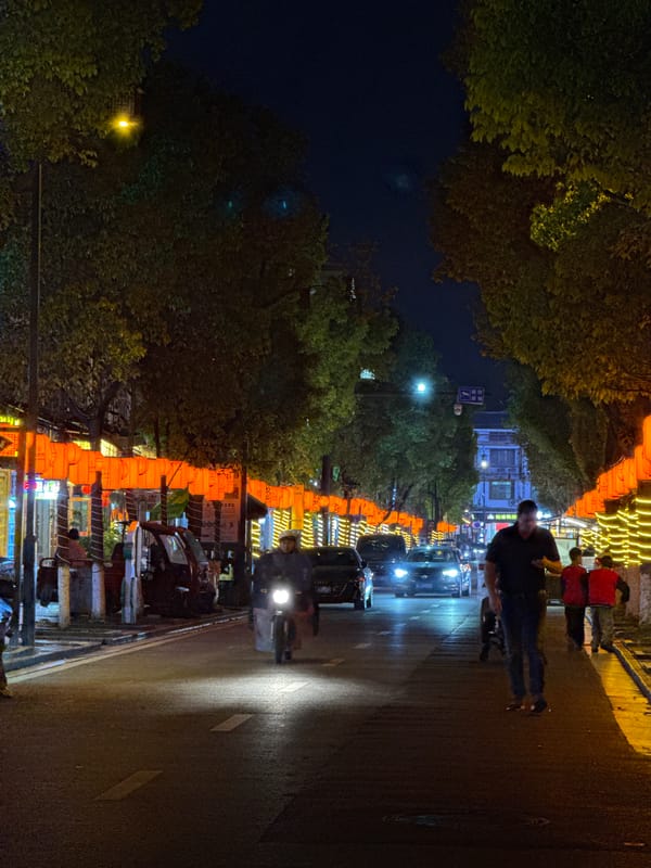 Evening life continues in tourist district of Wulingyuan, China
