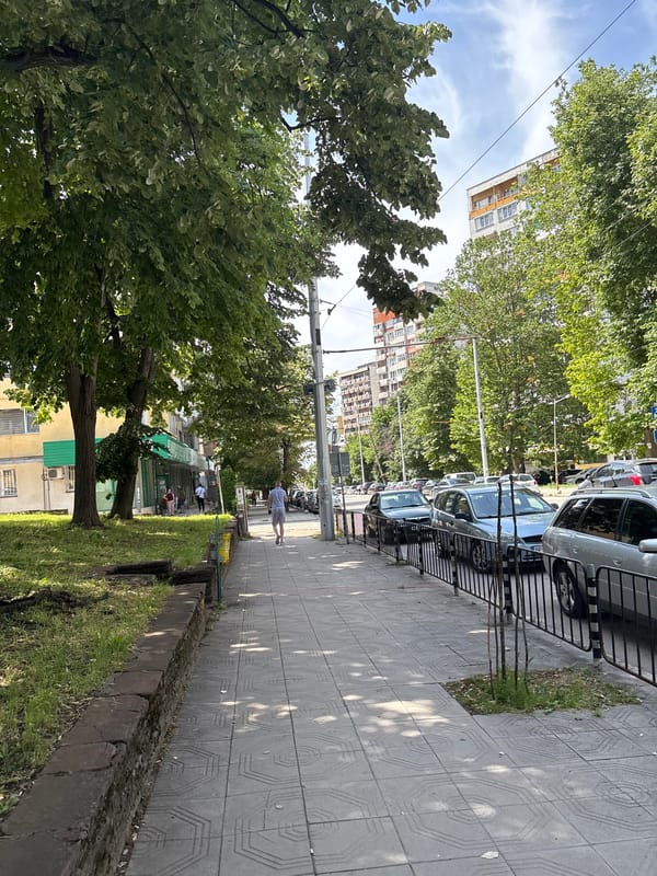 Pedestrians observed during midday street activity in Vratsa, Bulgaria