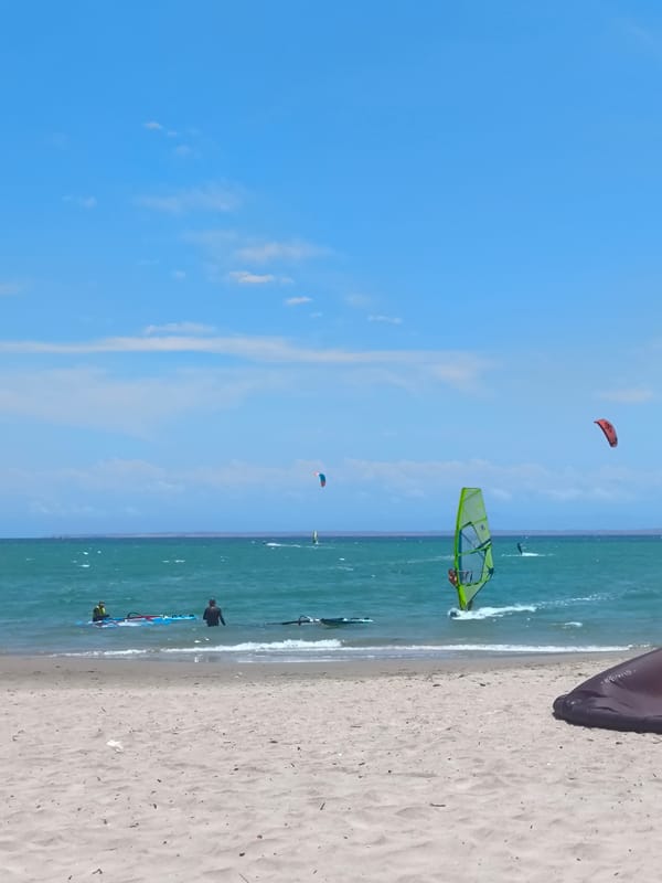 Water sports enthusiasts gather at El Yaque beach Venezuela
