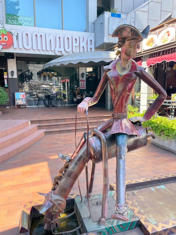 Street scenes and statues in Sochi on a summer morning