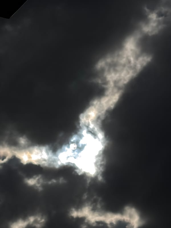 Morning observations: dramatic skies, contrails, coffee moment documented