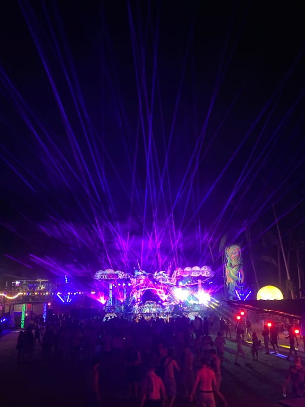 Nighttime music festival draws crowds in Ban Tai, Thailand