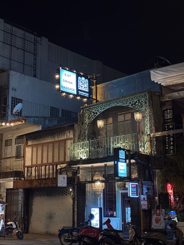 Nighttime street scenes documented in Phuket City, Thailand