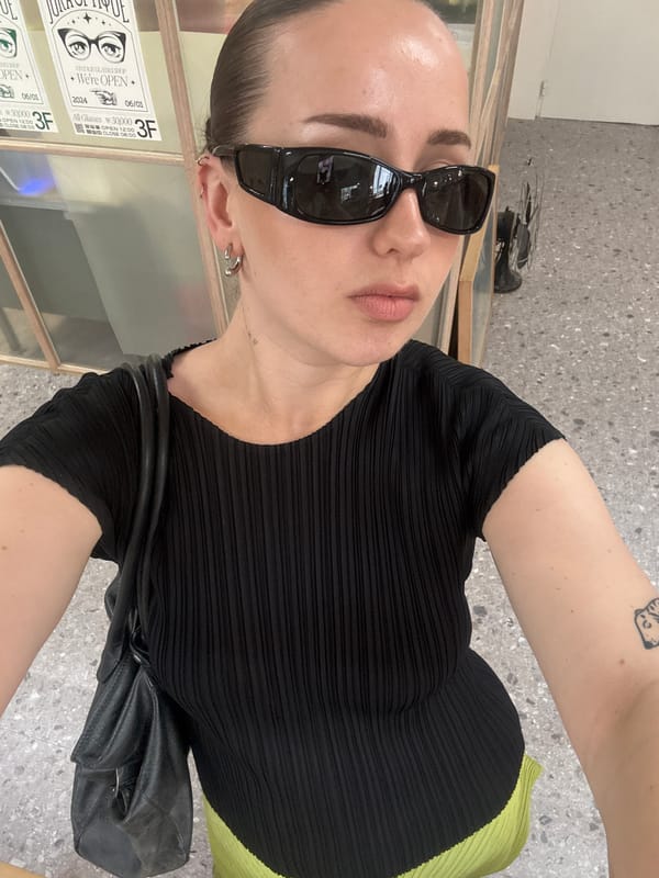 Woman shops vintage glasses, enjoys breakfast in Seoul