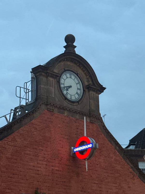 Evening street scenes captured around London Underground station