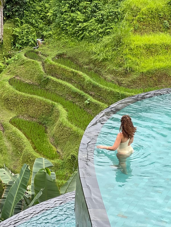 Tourists enjoy late-night activities at Bali rice terrace attractions