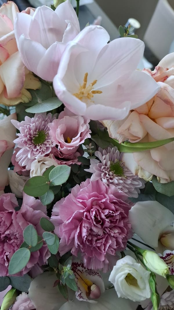 Spring flower arrangement photographed in Budva, Montenegro