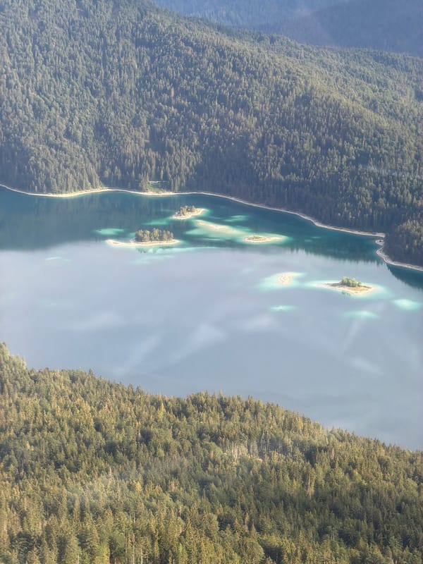 Turquoise lake and rocky slopes in the Bavarian Alps