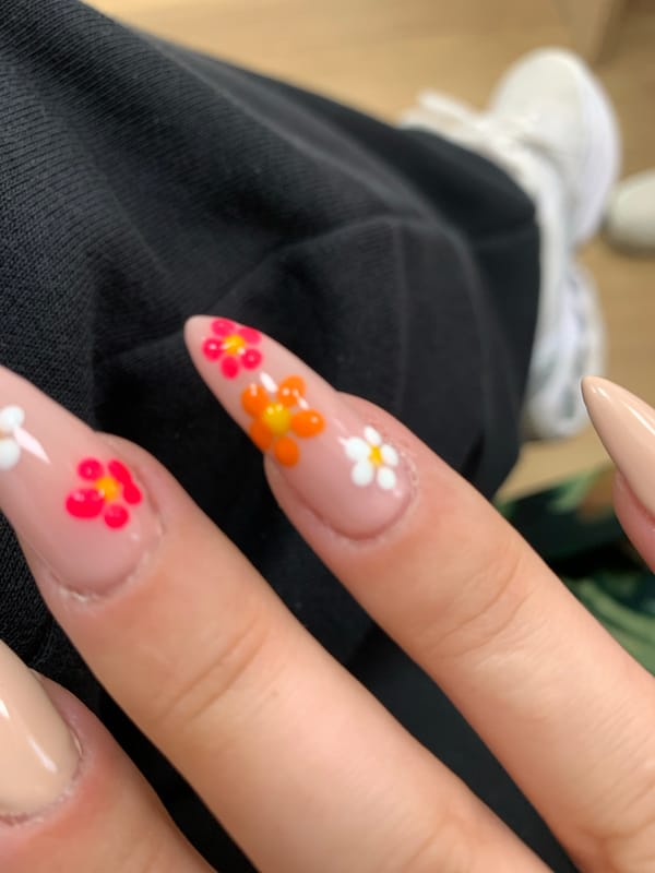 Floral nail art displayed in Sofia