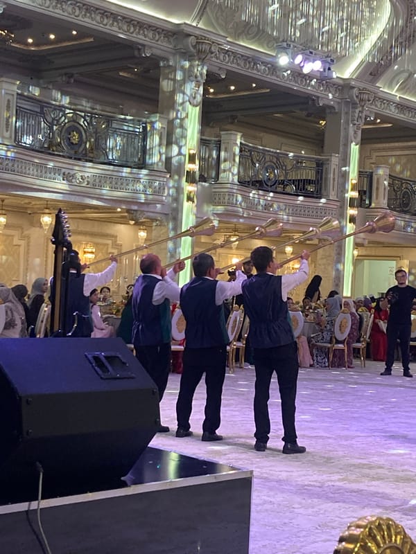 Lavish wedding reception in an ornate Tashkent ballroom