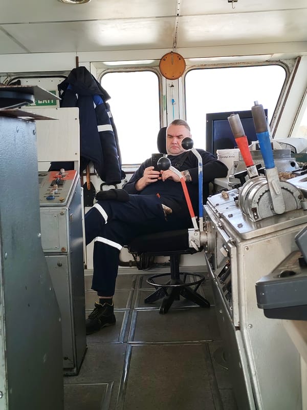 Maritime workers documented during routine port operations April 20