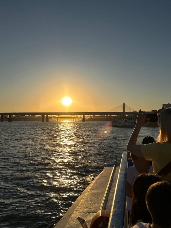 Sunset cruise and shoreside scenes on the Ob River, Novosibirsk