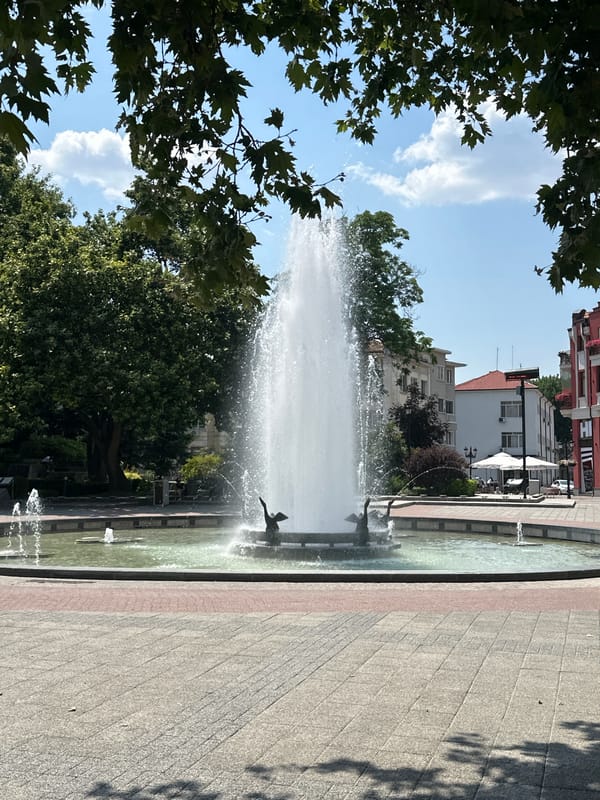 Snapshots of public art, fountains, and street life in Plovdiv