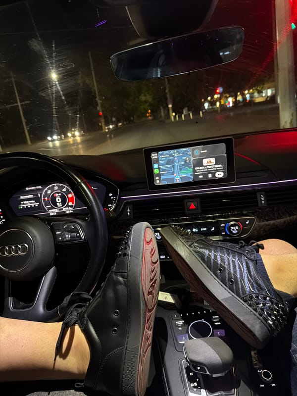 Stationary Audi interior captured at night in Ruse, Bulgaria