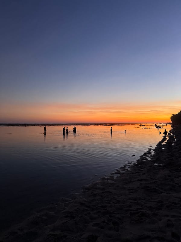 Sunset observed over ocean beach in Kuta Selatan, Indonesia