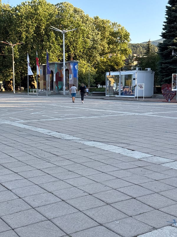 Afternoon scenes around Kyustendil's museum square and playground