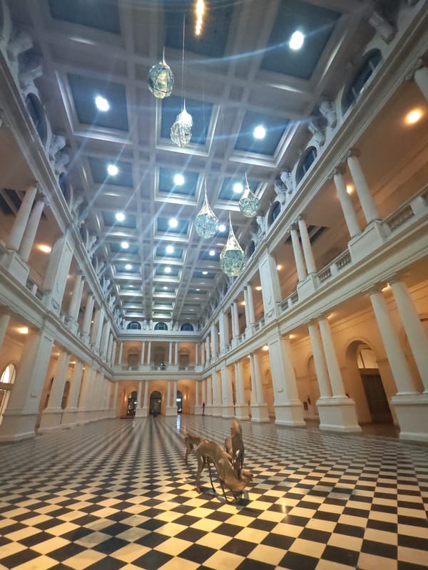 Evening documentation of La Plata Legislature Building interior features
