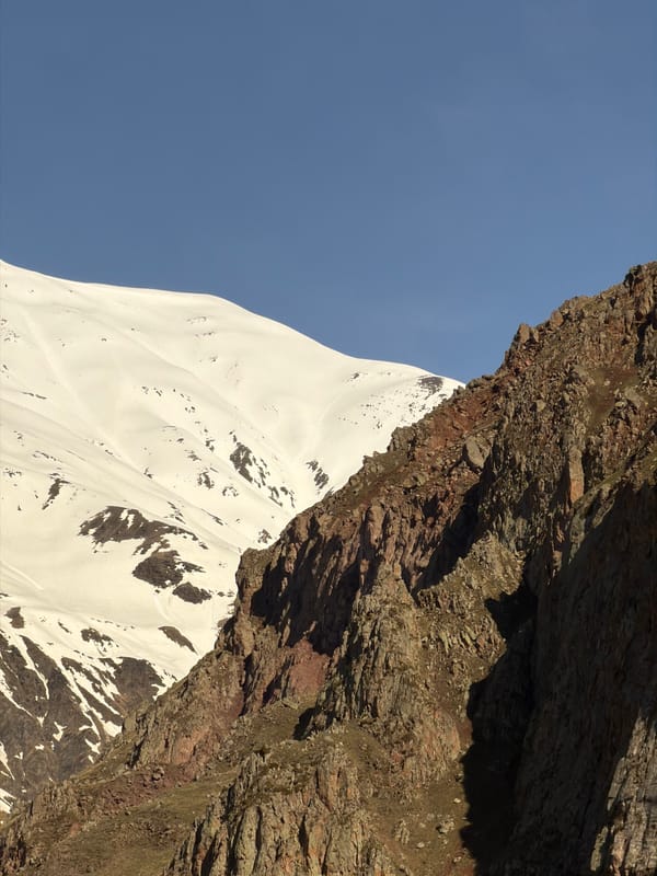 Morning mountain views documented in Pkhelshe, Georgia