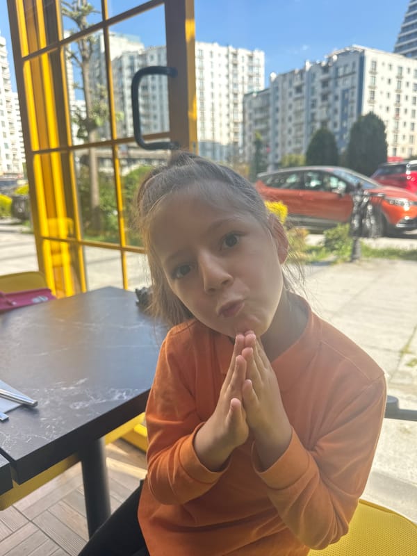 Mother and daughter enjoy afternoon at waffle cafe in Esenyurt