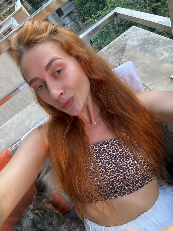Tourist documents afternoon in Budva with selfies and dog walking