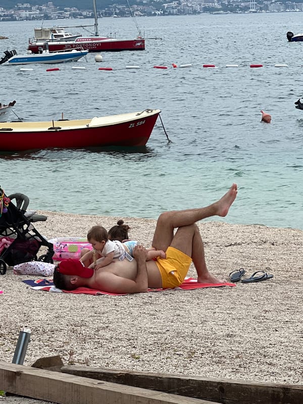 Morning beach life documented in Baošići, Montenegro coastal town