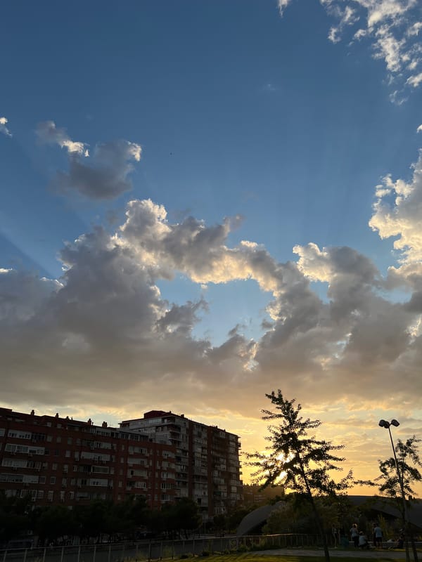 Skate session at a Madrid park as the sun goes down