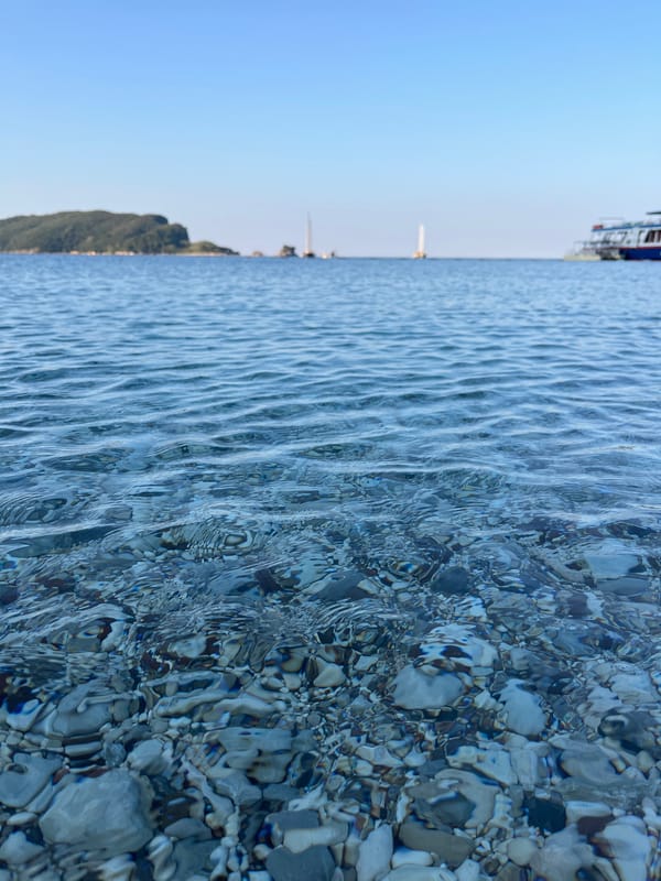 Clear, calm waters and pebbly shores along the Budva coast