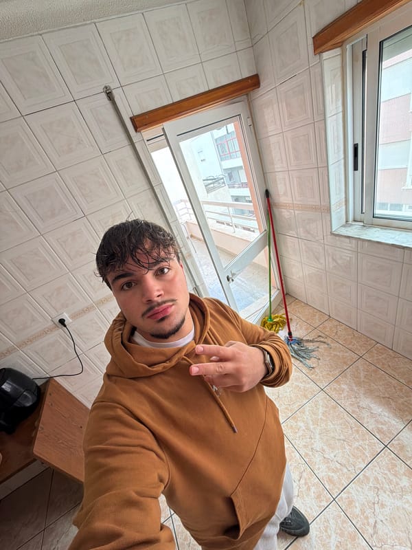 Young man photographed in bathroom, Bragança Portugal
