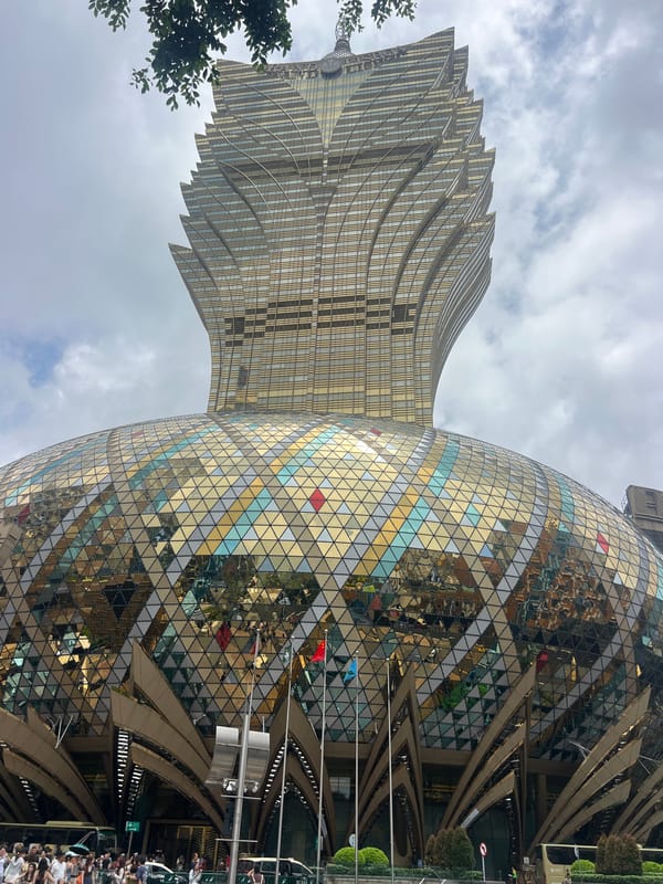 Macau's iconic casino and hotel buildings captured in early morning