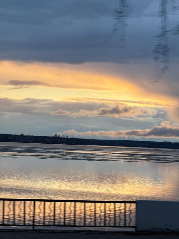 Sunset captured over Votkinsk Reservoir in multiple photographs