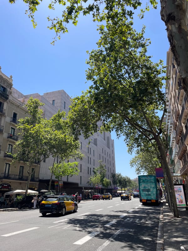 Sunny afternoon touring Barcelona's streets, cafés, and a live event
