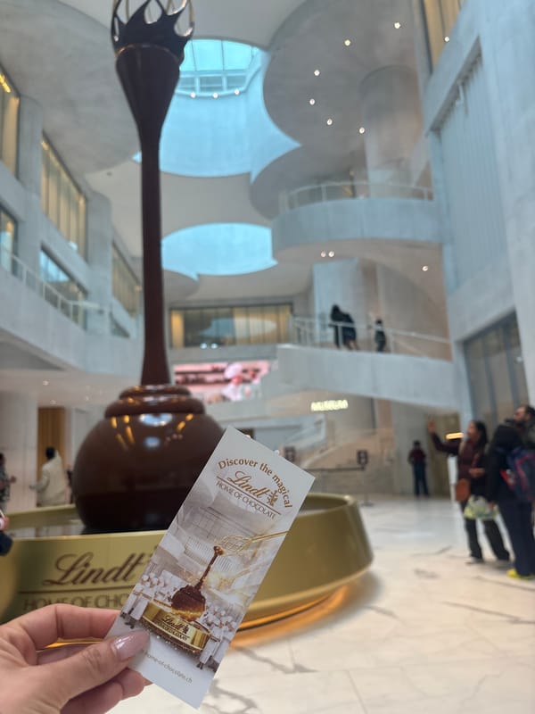 Visitor captures Lindt chocolate museum displays in Switzerland