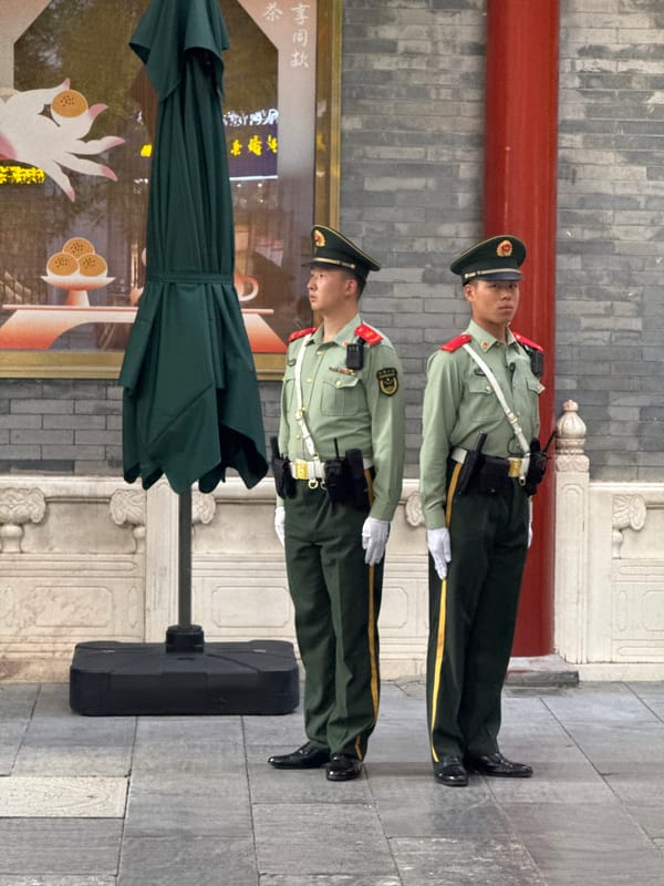 Honor guards stand duty at Forbidden City in Beijing