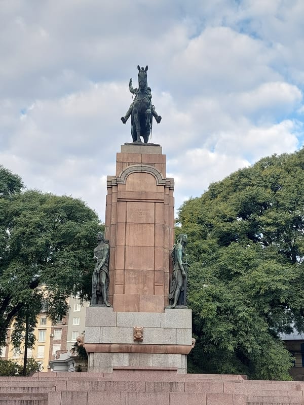 Equestrian monument observed in Buenos Aires public space